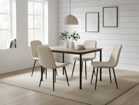 Set de masa 1 + 4, masa CITY 110x75 cm stejar artisan + scaun de masa crem RIFT cu picioare negre
