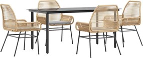 vidaXL Set mobilier de grădină cu perne 5 piese maro sticlă polirattan