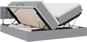 vidaXL Pat cu storage Gri deschis 200 x 200 cm Piele artificială