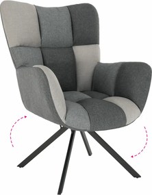 Fotoliu de design rotativ, patchwork/negru, KOMODO