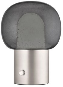 Veioză argintie LED din aluminiu cu abajur din sticlă (înălțime 32 cm) Iris – Blomus