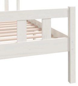 Cadru de pat mic dublu 4FT, alb, 120x190 cm, lemn masiv Alb, 120 x 190 cm