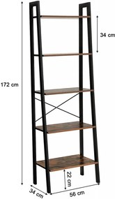 RAI2 - Rafturi birou 56x34x172 cm, stil industrial - Maro