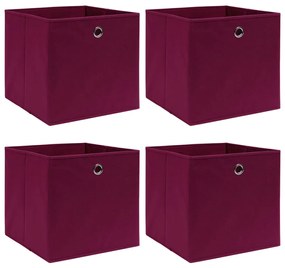 vidaXL Cutii depozitare, 4 buc., roșu inchis, 32x32x32 cm, textil