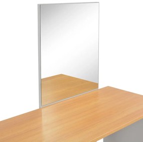 Masa de toaleta cu oglinda si taburet, gri, 104x45x131 cm