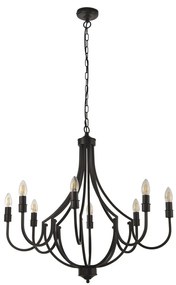 Candelabru cu 8 brate design rustic Lodge negru