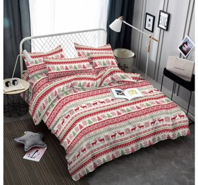 Lenjerie de pat microfibra CHRISTMAS JOY alb + cearsaf micropluș SOFT 90x200 cm alb