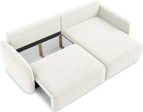 Colțar crem extensibil/cu spațiu de depozitare cu tapițerie din catifea (cu colț pe partea dreaptă/cu șezlong) Kalena – Makamii