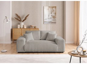 Canapea gri deschis cu tapițerie din catifea reiată 178 cm Justin – Ropez