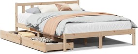 vidaXL Cadru de pat fără saltea, 135x190 cm, lemn masiv de pin