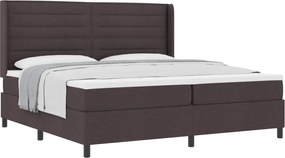 vidaXL Pat cu arcuri cu saltea Maro închis 200 x 200 cm țesătură