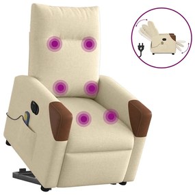 vidaXL Fotoliu electric de masaj rabatabil cu ridicare, crem, textil