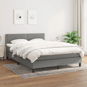 vidaXL Pat box spring cu saltea, gri închis, 140x200 cm, textil