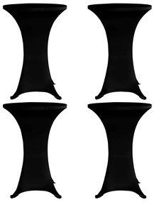 Husa de masa cu picior, O70 cm, 4 buc., negru, elastic 4, Negru, 70 cm