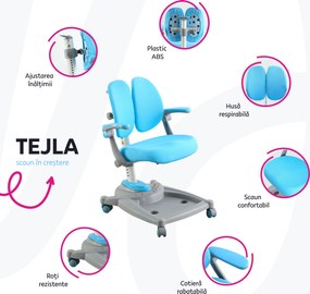 Scaun de creştere cu taburet, gri/roz, TEJLA