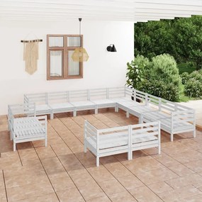 3083235 vidaXL Set mobilier de grădină, 13 piese, alb, lemn masiv de pin