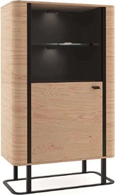 Vitrină lemn masiv natur Galen III Negru-, 90,6 × 40,2 × 149,6 cm
