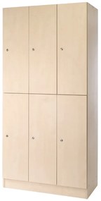 Dulap din lemn Visio - 6 cutii, 90 x 45 x 185 cm, broasca cilindrica, artar