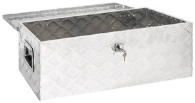 Cutie de depozitare, argintiu, 90x47x33,5 cm, aluminiu 1, Argintiu, 90 x 47 x 33.5 cm