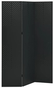 335895 vidaXL Paravan de cameră cu 3 panouri, negru, 120x180 cm, oțel