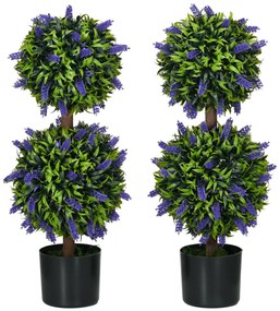 HOMCOM Set de 2 plante artificiale, plantă artificială rezistentă la UV în ghiveci, 70 cm plantă de interior pentru camera de zi, grădină | Aosom Romania