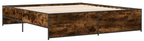 3279869 vidaXL Cadru de pat, stejar fumuriu 200x200 cm lemn prelucrat și metal