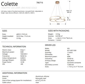 Lustra LED design ultra-modern 60cm Colette auriu roze
