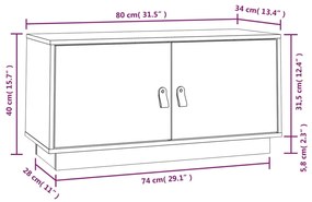 Comoda TV, maro miere, 80x34x40 cm, lemn masiv de pin maro miere, 1