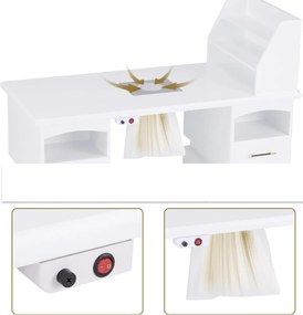 MANIA201 - Masuta manichiura, 120 cm, cu aspirator incorporat, masa cosmetica - Alba