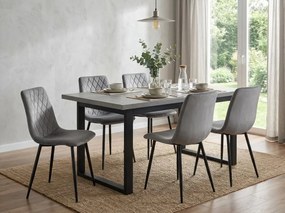 Scaun din catifea gri TURIN cu picioare negre