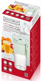 Blender portabil cu USB Royalty Line UBP-40, 40W, 300ml, 2 lame, Transparent/Verde