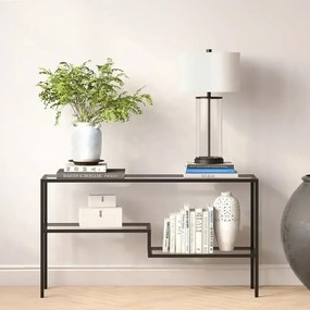 Consola Benito din metal si sticla culoare negru 120 cm