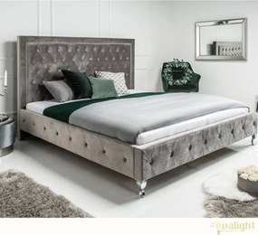 Pat elegant tapitat cu catifea gri argintiu, Extravagancia 180x200cm A-38968 VC