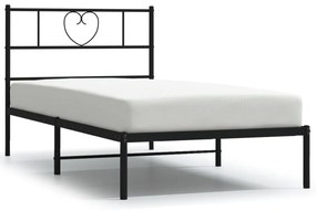 355458 vidaXL Cadru de pat din metal cu tăblie, negru, 100x200 cm