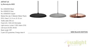Lustra / Pendul design modern, diam.25cm, finisaj negru, LED Artist 25 83083003 DFTP