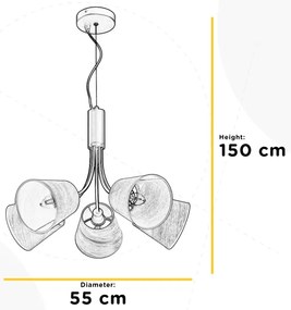 Lustră pe lanț ONLI ASIA 5xE14/6W/230V