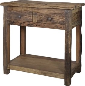 Consolă natur din lemn reciclat cu 2 sertare 80x44x80 cm, „Grimaud"