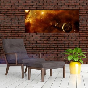 Tablou - Planete cu nebuloasă (120x50 cm)