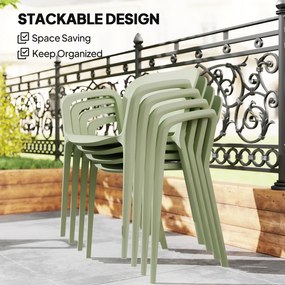 Outsunny Set de 4 Scaune Suprapozabile pentru Grădină, 60x56x75 cm, Verde | Aosom Romania