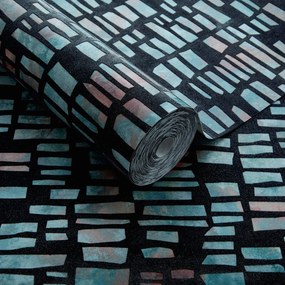 Tapet Fusion, Mineral Black Luxury Flock, 1838 Wallcoverings, 5.3mp / rola