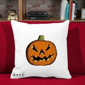 Perna Decorativa Halloween Dovleac Portocaliu Clasic, 40x40 cm, Alba Mata, Husa Detasabila, Perna Inclusa, BEKZ®