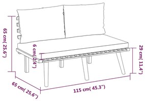Set mobilier de gradina cu perne, 8 piese, lemn masiv de acacia 4x colt + 2x mijloc + banca + masa, 1