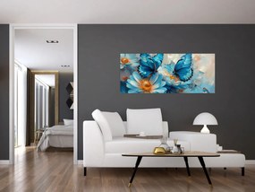 Tablou - Fluturi albaștri (120x50 cm)