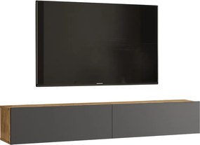 Comoda TV suspendata Delora, culoare antracit- stejar sonoma, 180 x 31.6 x 29.6 cm