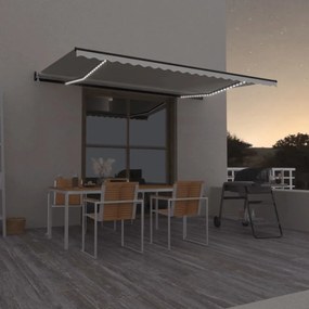 vidaXL Copertină automată cu senzor vânt &amp; LED, crem, 500x300 cm