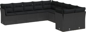 vidaXL Set de canapele pentru grădină 13 pcs Negru poliratan