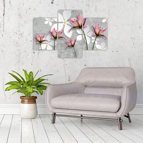Tablou cu abstracție florală (90x60 cm)
