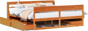 vidaXL Cadru de pat fără saltea, maro ceruit 180x200 cm lemn masiv pin