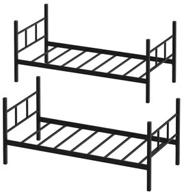 Pat supraetajat metalic MAVEN 90x200 cm, negru, capacitate 2 x 100 kg
