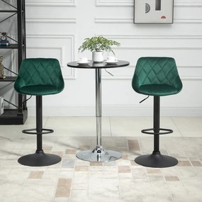 Set 2 Scaune de Bar Pivotante HOMCOM, Efect Catifelat, 51,5x48x83-104cm, Verde | Aosom Romania